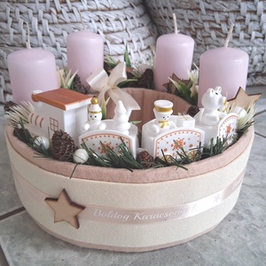 Vonatos karácsonyi koszorú adventibox  - karácsony - adventi díszek - adventi asztaldísz - Meska.hu