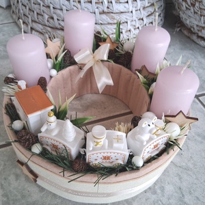 Vonatos karácsonyi koszorú adventibox  - karácsony - adventi díszek - adventi asztaldísz - Meska.hu