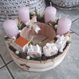 Vonatos karácsonyi koszorú adventibox , Karácsony, Adventi díszek, Adventi asztaldísz, Mindenmás, Virágkötés, MESKA