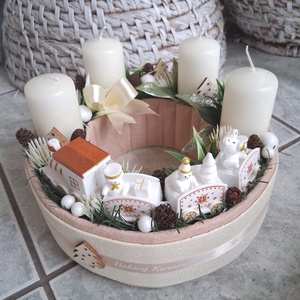 Adventi karácsonyi ajtódísz kopogtató 24cm koszorú , Karácsony, Adventi díszek, Adventi ajtódísz, Virágkötés, Mindenmás, MESKA