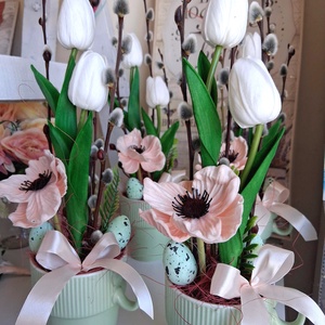 Tavaszi virágos asztaldísz dekoráció virágbox doboz , Otthon & Életmód, Virágdekoráció, Virágdíszek, Dekor koszorúk, kopogtatók, Virágkötés, MESKA