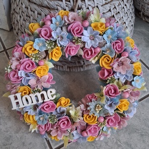 Csupa virágos tavaszi ajtódísz 24, Otthon & Életmód, Dekoráció, Ajtó- és ablak dekoráció, Ajtódísz & Kopogtató, Virágkötés, MESKA