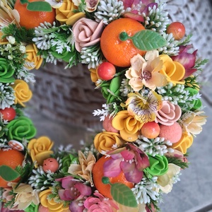 Mandarinos csupa virágos ajtódísz 24cm - otthon & életmód - dekoráció - ajtó- és ablak dekoráció - ajtódísz & kopogtató - Meska.hu