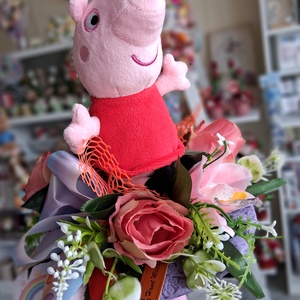 Peppa malac ovis ballagási csokor  - otthon & életmód - virágdekoráció - virágok - virágcsokor - Meska.hu