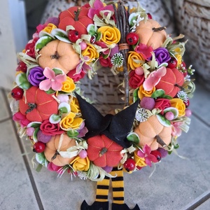 Őszi ajtódísz kopogtató 24cm koszorú  - otthon & életmód - dekoráció - halloween - halloweeni ajtódíszek és ablakdíszek - Meska.hu