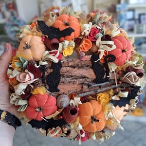 Őszi ajtódísz kopogtató 24cm koszorú  - otthon & életmód - dekoráció - halloween - halloweeni ajtódíszek és ablakdíszek - Meska.hu