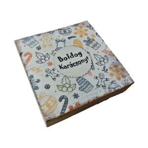 Mini fa dekoráció / Boldog Karácsonyt felirat, Karácsony, Karácsonyi lakásdekoráció, Karácsonyi lakásdíszek, Decoupage, transzfer és szalvétatechnika, MESKA