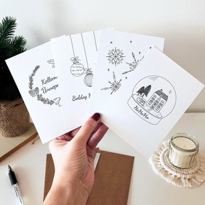 4 db letisztult karácsonyi képeslap (A6), ünnepi üdvözlőlapok borítékkal - Meska.hu