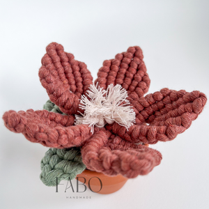 Terrakotta-bézs színű makramé virág dísz igazi agyagcserépben - Meska.hu