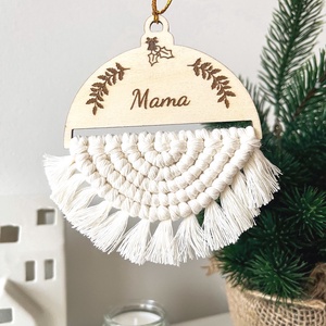MAMA feliratos karácsonyfadísz makramé mintával, egyedi karácsonyi ajándék nagymamádnak - Meska.hu