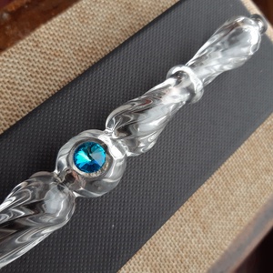 Üveg Toll - Swarovski Bermuda Blue - otthon & életmód - papír, írószer - ceruza & toll - Meska.hu