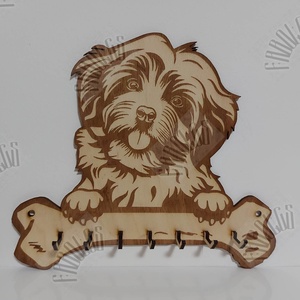Bichon Havanese fali kulcstartó, Otthon & Életmód, Dekoráció, Fali és függő dekoráció, Fali kulcstartó, Famegmunkálás, Gravírozás, pirográfia, MESKA