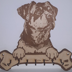 Rottwailer fali kulcstartó, Otthon & Életmód, Dekoráció, Fali és függő dekoráció, Fali kulcstartó, Famegmunkálás, Gravírozás, pirográfia, MESKA