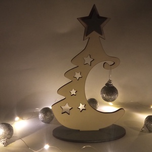 Karácsonyi fenyő dísz szürke csillagos - karácsony - karácsonyi lakásdekoráció - karácsonyi lakásdíszek - Meska.hu
