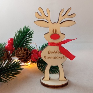 Karácsonyi talpas szarvas figura csomag, Karácsony, Karácsonyi lakásdekoráció, Karácsonyi manók, figurák, Gravírozás, pirográfia, MESKA
