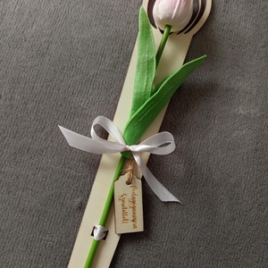 Pedagógus köszöntő tulipán tartóval, Otthon & Életmód, Dekoráció, Virágdísz és tartó, Csokor & Virágdísz, Gravírozás, pirográfia, MESKA