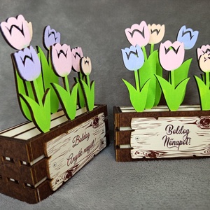 Gondozásmentes virágláda nőnapra, anyák napjára vagy csak úgy - otthon & életmód - virágdekoráció - virágdíszek - lézervágott virágdíszek - Meska.hu