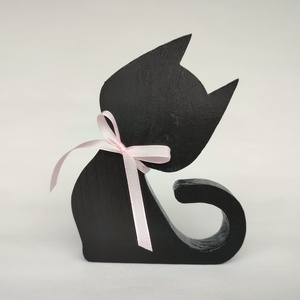 Fekete macska figura fenyőből, Otthon & Lakás, Dekoráció, Dísztárgy, Famegmunkálás, MESKA