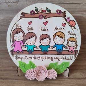 Anyák napi tábla, Otthon & Életmód, Dekoráció, Asztal és polc dekoráció, Asztaldísz, Gravírozás, pirográfia, Hímzés, MESKA
