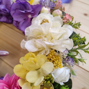 Húsvéti nyuszis ajtódísz - Lila és rózsaszín színben - 34 cm - otthon & életmód - húsvéti díszek és dekorációk - húsvéti ajtódísz, kopogtató - Meska.hu