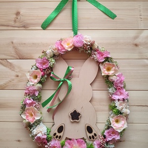 Húsvéti nyuszipopós ajtódísz - Rózsaszín színben  - Meska.hu