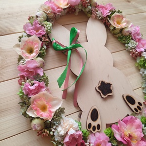 Húsvéti nyuszipopós ajtódísz - Rózsaszín színben  - otthon & életmód - húsvéti díszek és dekorációk - húsvéti ajtódísz, kopogtató - Meska.hu