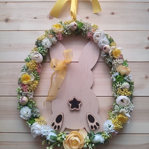 Húsvéti nyuszipopós ajtódísz - Sárga színben  - Meska.hu