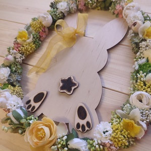 Húsvéti nyuszipopós ajtódísz - Sárga színben  - otthon & életmód - húsvéti díszek és dekorációk - húsvéti ajtódísz, kopogtató - Meska.hu
