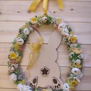 Húsvéti nyuszipopós ajtódísz - Sárga színben  - otthon & életmód - húsvéti díszek és dekorációk - húsvéti ajtódísz, kopogtató - Meska.hu