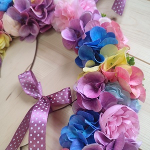 Húsvéti nyuszipopós ajtódísz - Lila és rózsaszín színben  - ünnepi díszek, dekorációk - húsvéti díszek és dekorációk - húsvéti ajtódísz, kopogtató - Meska.hu