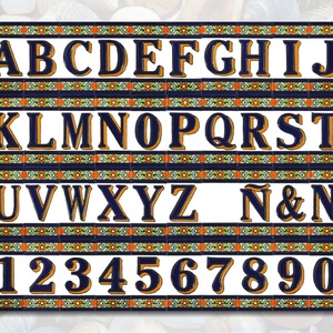 Személyre szabott, rendelésre készülő spanyol kerámia házszám fémkeretben - Flores, 5 számjegy - otthon & életmód - ház & kert - házszám - Meska.hu