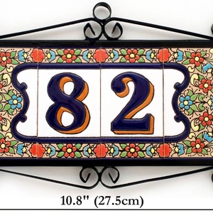 Személyre szabott, rendelésre készülő spanyol mázas kerámia házszám - Flores, 2 számjegy -  - Meska.hu
