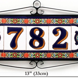 Személyre szabott, rendelésre készülő spanyol mázas kerámia házszám - Flores, 3 számjegy -  - Meska.hu