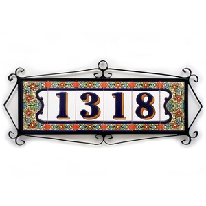Személyre szabott, rendelésre készülő spanyol mázas kerámia házszám - Flores, 4 számjegy - Meska.hu