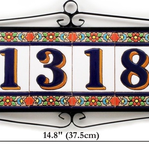 Személyre szabott, rendelésre készülő spanyol mázas kerámia házszám - Flores, 4 számjegy -  - Meska.hu