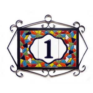 Személyre szabott, rendelésre készülő spanyol kerámia házszám fémkeretben - Mallorca, 1 számjegy, Otthon & Életmód, Ház & Kert, Házszám, Kerámia, MESKA