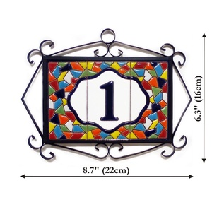 Személyre szabott, rendelésre készülő spanyol kerámia házszám fémkeretben - Mallorca, 1 számjegy - otthon & életmód - ház & kert - házszám - Meska.hu