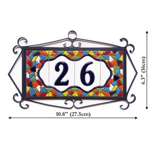 Személyre szabott, rendelésre készülő spanyol kerámia házszám fémkeretben - Mallorca, 2 számjegy - otthon & életmód - ház & kert - házszám - Meska.hu