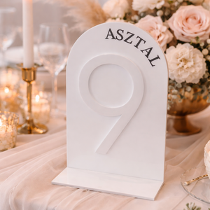 Asztalszám, Esküvő, Dekoráció, Asztaldísz, Gravírozás, pirográfia, Egyedi esküvői asztalszám – plexi (akril) kivitelben
Letisztult formavilágú, modern esküvői asztals..., MESKA