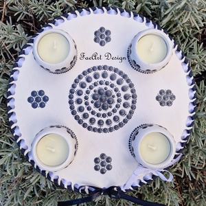 Pontfestett Adventi koszorú, Karácsony, Adventi díszek, Adventi koszorú, Festészet, Festett tárgyak, MESKA