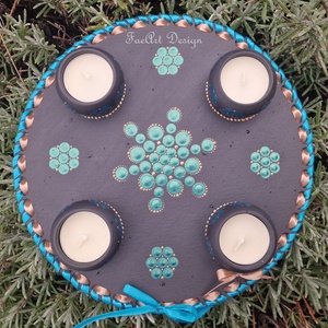 Pontfestett Adventi koszorú, Karácsony, Adventi díszek, Adventi koszorú, Festészet, Festett tárgyak, MESKA