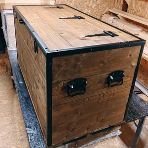 Kézműves óriás láda antik dió színben, kovácsoltvas jellegű vasalatokkal - otthon & életmód - tárolás & rendszerezés - láda - Meska.hu