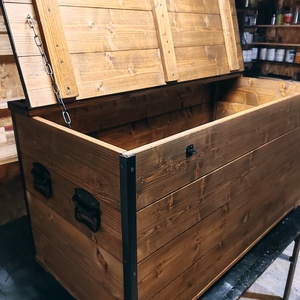 Kézműves óriás láda antik dió színben, kovácsoltvas jellegű vasalatokkal - otthon & életmód - tárolás & rendszerezés - láda - Meska.hu