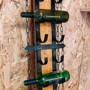 Rusztikus fali bortartó � fa és fém kombinációban, Otthon & Életmód, Konyhafelszerelés, tálalás, Tálalás, Bortartó, Famegmunkálás, Fémmegmunkálás, MESKA