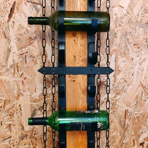 Rusztikus fali bortartó � fa és fém kombinációban - otthon & életmód - konyhafelszerelés, tálalás - tálalás - bortartó - Meska.hu