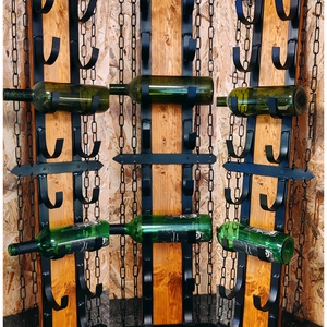 Rusztikus fali bortartó � fa és fém kombinációban - otthon & életmód - konyhafelszerelés, tálalás - tálalás - bortartó - Meska.hu