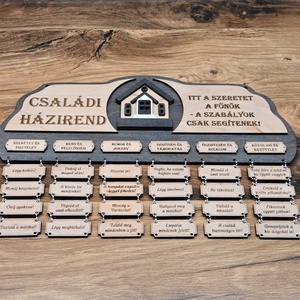 Családi Házirend – Egy szeretettel teli otthon alapja , Otthon & Életmód, Dekoráció, Fali és függő dekoráció, Falra akasztható dekor, Famegmunkálás, Különleges, egyedi családi házirend táblám nem csupán dekoráció, hanem egy szívmelengető emlékeztet..., MESKA