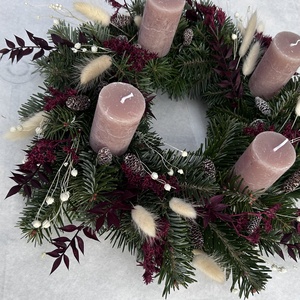 Adventi koszorú nordmann fenyővel - karácsony - adventi díszek - adventi koszorú - Meska.hu