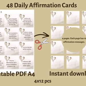 Megerősítő motivációs kártyák szív mintával angol nyelvű 48 kártya - művészet - naptárkártyák, sportkártyák - Meska.hu