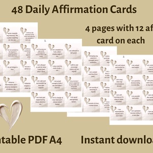 Megerősítő motivációs kártyák szív mintával angol nyelvű 48 kártya - művészet - naptárkártyák, sportkártyák - Meska.hu